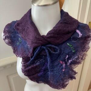 Hand crafted wet felted merino wool scarf/collar